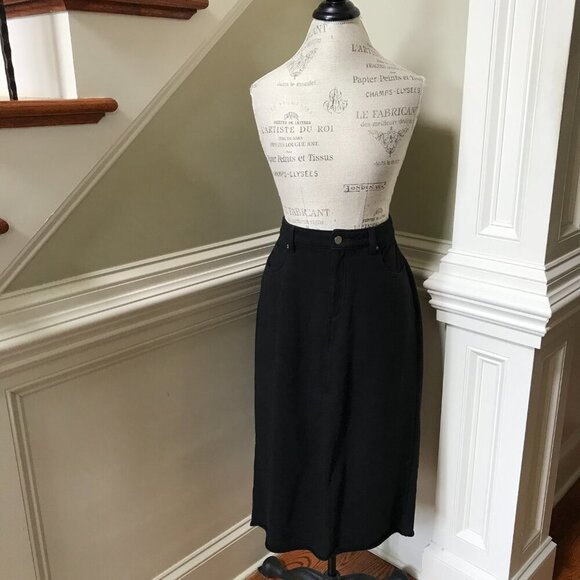 DL1961 Alma Midi Skirt Womens 30 Black French Terry High Rise Cotton Ultra Soft - Picture 6 of 14